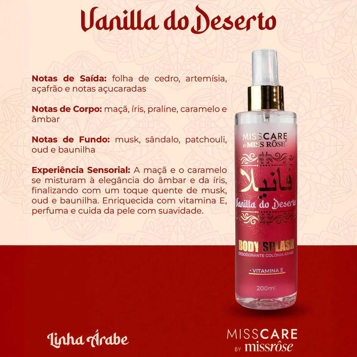 Body Splash Árabe Vanilla do Deserto 200ml