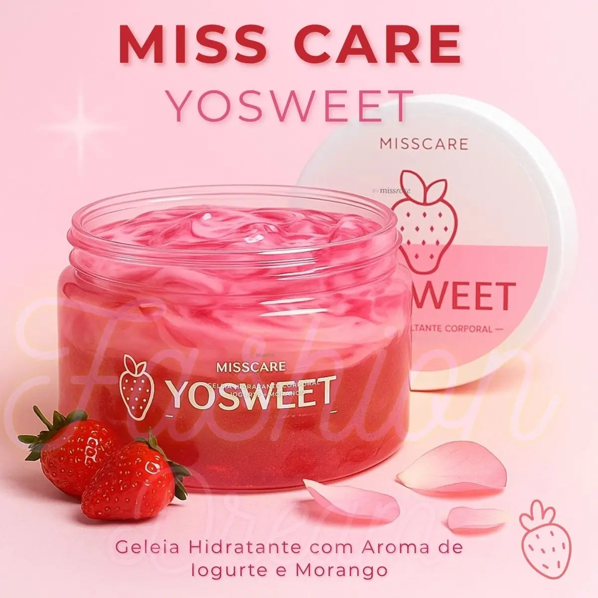 Geleia Hidratante Corporal Yosweet Morango e Iogurte - Toque Seco 200g