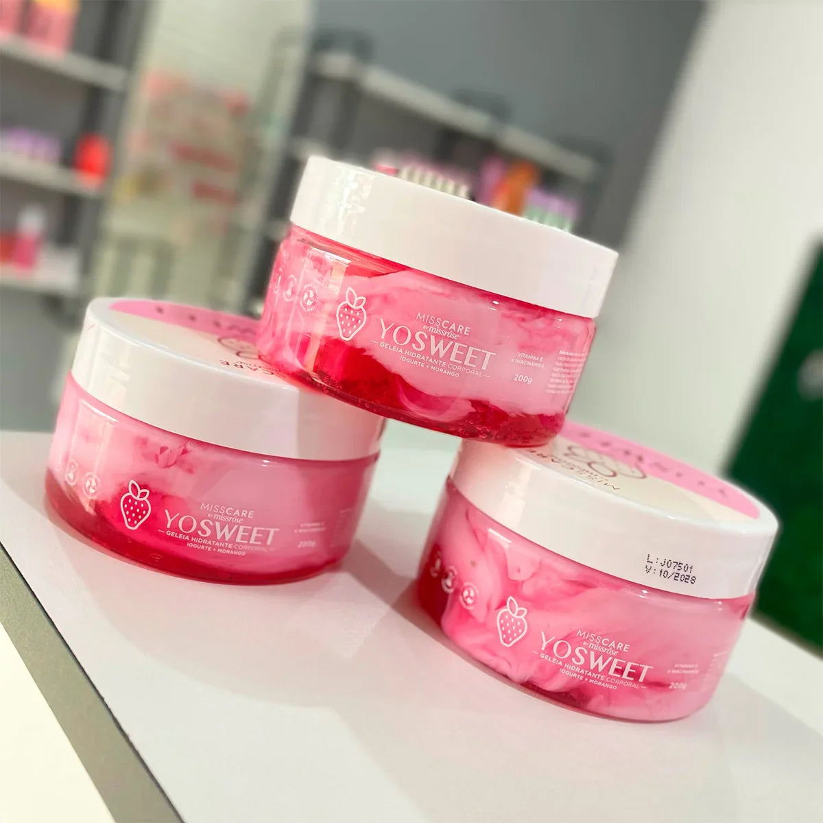 Geleia Hidratante Corporal Yosweet Morango e Iogurte - Toque Seco 200g