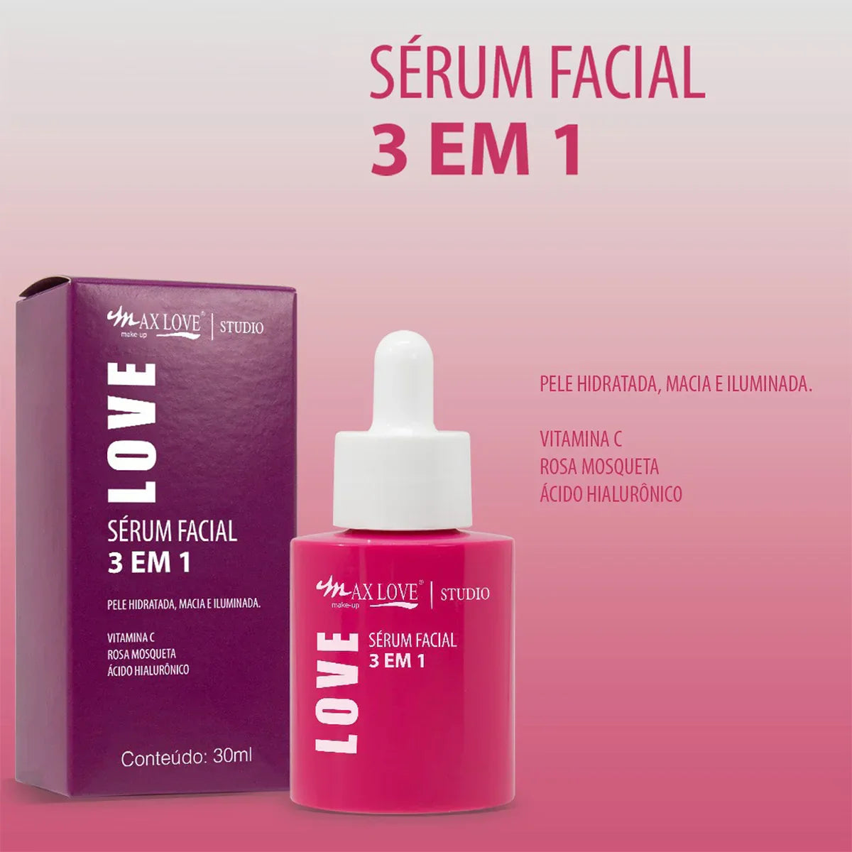 Sérum Facial 3 em 1 Rosa Mosqueta