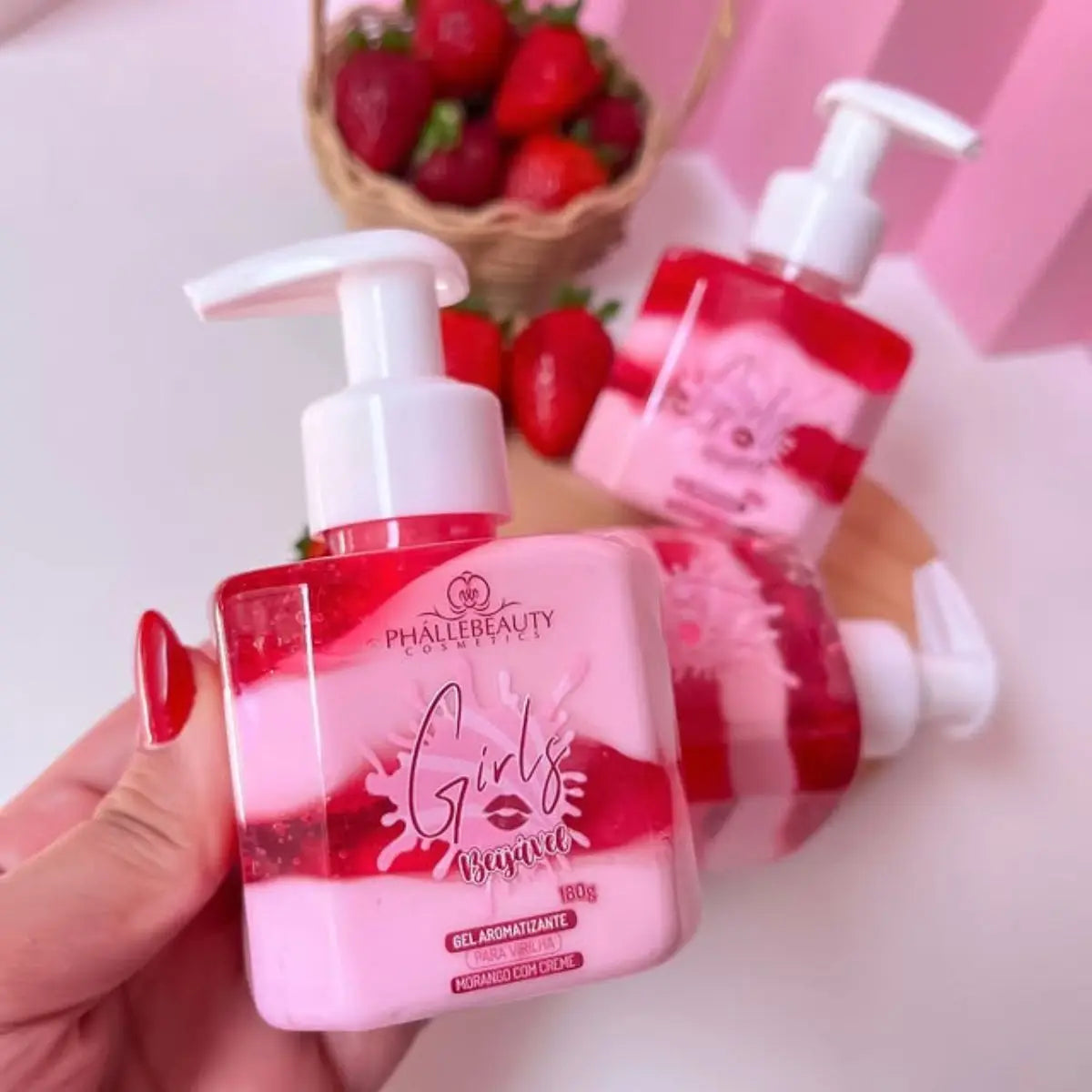 Gel Hidratante Corporal e Íntimo Morango com Creme 180g